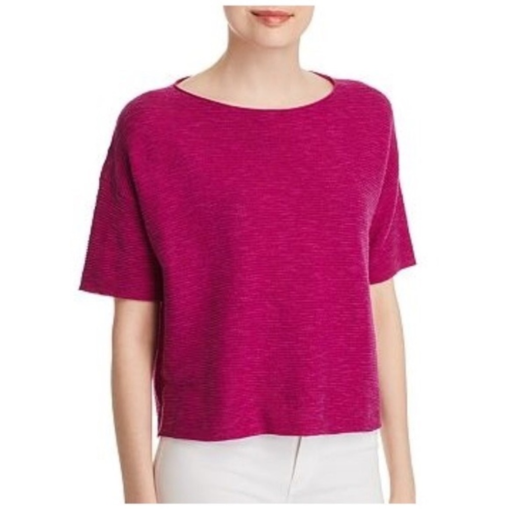 Eileen fisher organic  bateau neck box top magenta NEW size large